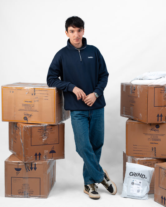 GRIND HALF ZIP PREMIUM - BLUE