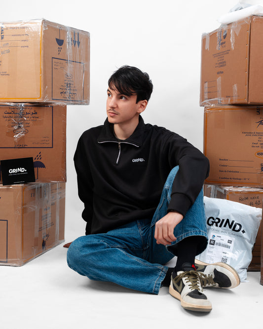 GRIND HALF ZIP PREMIUM - BLACK