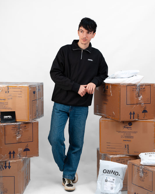 GRIND HALF ZIP PREMIUM - BLACK